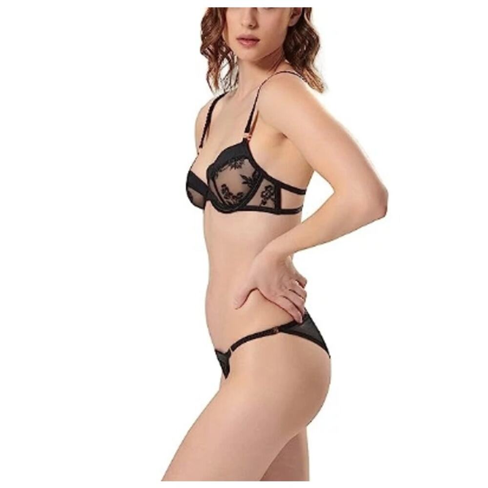 Bluebella Women's Black Floral Embroidered Cassandra Wired Bra Size 34B - Picture 4 of 8